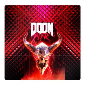 Магнитный плакат 3Х3 с принтом Doom Enternal в Санкт-Петербурге, Полимерный материал с магнитным слоем | 9 деталей размером 9*9 см | Тематика изображения на принте: 3d | doom enternal | игра | компьютерная | логотип | планета | темный | шутер