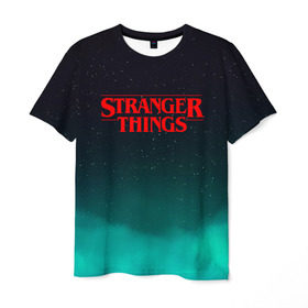 Мужская футболка 3D с принтом STRANGER THINGS в Санкт-Петербурге, 100% полиэфир | прямой крой, круглый вырез горловины, длина до линии бедер | stranger things | очень странные дела