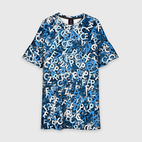 Детское платье 3D с принтом FCZP в Санкт-Петербурге, 100% полиэстер | прямой силуэт, чуть расширенный к низу. Круглая горловина, на рукавах — воланы | Тематика изображения на принте: fcz | белый | буквы | зенит | паттерн | питер | санкт петербург | сине бело голубые | синий | спб