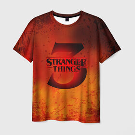 Мужская футболка 3D с принтом STRANGER THINGS в Санкт-Петербурге, 100% полиэфир | прямой крой, круглый вырез горловины, длина до линии бедер | stranger things | очень странные дела