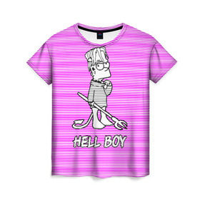 Женская футболка 3D с принтом Lil Peep (Hell Boy) в Санкт-Петербурге, 100% полиэфир ( синтетическое хлопкоподобное полотно) | прямой крой, круглый вырез горловины, длина до линии бедер | alone | boy | hell | hell boy | lil | lil peep | peep | rap | sad | лил пип | маленький пип | пип | реп | рэп