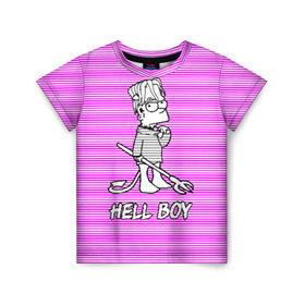 Детская футболка 3D с принтом Lil Peep (Hell Boy) в Санкт-Петербурге, 100% гипоаллергенный полиэфир | прямой крой, круглый вырез горловины, длина до линии бедер, чуть спущенное плечо, ткань немного тянется | alone | boy | hell | hell boy | lil | lil peep | peep | rap | sad | лил пип | маленький пип | пип | реп | рэп