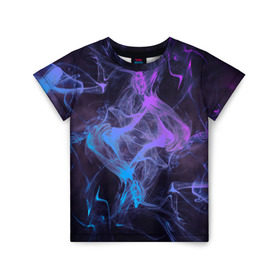 Детская футболка 3D с принтом Неоновый дым в Санкт-Петербурге, 100% гипоаллергенный полиэфир | прямой крой, круглый вырез горловины, длина до линии бедер, чуть спущенное плечо, ткань немного тянется | magic | myst | neon | smoke | дым | магический эффект | неон | неоновый | облако | редактируемый | световое шоу | текстура | фон