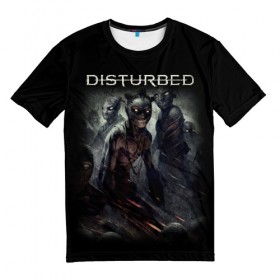 Мужская футболка 3D с принтом Disturbed в Санкт-Петербурге, 100% полиэфир | прямой крой, круглый вырез горловины, длина до линии бедер | disturbed | heavy metal | группы | метал | рок