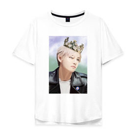 Мужская футболка хлопок Oversize с принтом BTS King в Санкт-Петербурге, 100% хлопок | свободный крой, круглый ворот, “спинка” длиннее передней части | bts | k pop | king | music | к поп | король | музыка