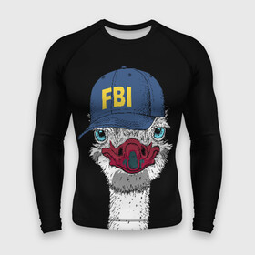 Мужской рашгард 3D с принтом FBI в Санкт-Петербурге,  |  | beak | bird | blue | cap | fbi | funny | head | inscription | long | neck | ostrich | red | весёлый | голова | длинная | кепка | клюв | красный | надпись | птица | синяя | смешной | страус | фбр | шея