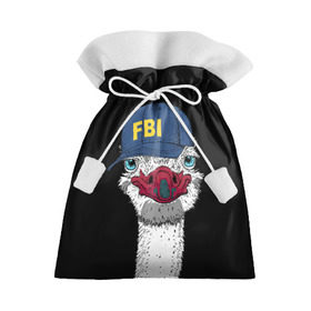 Подарочный 3D мешок с принтом FBI в Санкт-Петербурге, 100% полиэстер | Размер: 29*39 см | beak | bird | blue | cap | fbi | funny | head | inscription | long | neck | ostrich | red | весёлый | голова | длинная | кепка | клюв | красный | надпись | птица | синяя | смешной | страус | фбр | шея