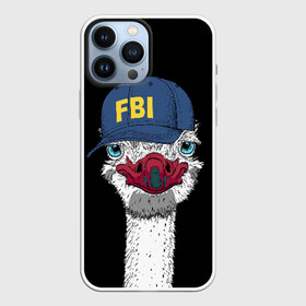 Чехол для iPhone 13 Pro Max с принтом FBI в Санкт-Петербурге,  |  | beak | bird | blue | cap | fbi | funny | head | inscription | long | neck | ostrich | red | весёлый | голова | длинная | кепка | клюв | красный | надпись | птица | синяя | смешной | страус | фбр | шея