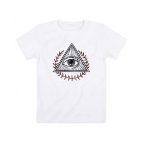 Детская футболка хлопок с принтом Всевидящее око в Санкт-Петербурге, 100% хлопок | круглый вырез горловины, полуприлегающий силуэт, длина до линии бедер | всевидящее око | глаз | лучезарная дельта | масонство | масоны | творец