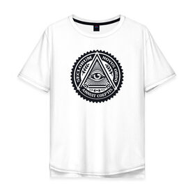 Мужская футболка хлопок Oversize с принтом Новый мировой порядок в Санкт-Петербурге, 100% хлопок | свободный крой, круглый ворот, “спинка” длиннее передней части | всевидящее око | глаз | дельта | доллар | иллюминаты | масонство | масоны