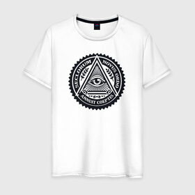 Мужская футболка хлопок с принтом Новый мировой порядок в Санкт-Петербурге, 100% хлопок | прямой крой, круглый вырез горловины, длина до линии бедер, слегка спущенное плечо. | всевидящее око | глаз | дельта | доллар | иллюминаты | масонство | масоны
