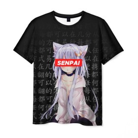 Мужская футболка 3D с принтом SENPAI ANIME в Санкт-Петербурге, 100% полиэфир | прямой крой, круглый вырез горловины, длина до линии бедер | ahegao | anime | kawai | kowai | oppai | otaku | senpai | sugoi | waifu | yandere | аниме | ахегао | ковай | культура | отаку | сенпай | тренд | яндере