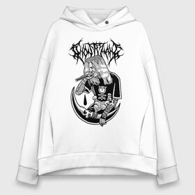 Женское худи Oversize хлопок с принтом Ghostemane в Санкт-Петербурге, френч-терри — 70% хлопок, 30% полиэстер. Мягкий теплый начес внутри —100% хлопок | боковые карманы, эластичные манжеты и нижняя кромка, капюшон на магнитной кнопке | ghostemane | ill biz | mercury | noise | young crowley | рэп | рэпер | эрик уитни