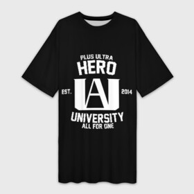 Платье-футболка 3D с принтом My Hero Academia белый лого в Санкт-Петербурге,  |  | all might | bakugou | boku no hero academia | heroes | katsuki | my hero academia | plus ultra | всемогущий | герои | моя геройская академия | плюс ультра