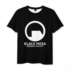 Мужская футболка 3D с принтом BLACK MESA в Санкт-Петербурге, 100% полиэфир | прямой крой, круглый вырез горловины, длина до линии бедер | Тематика изображения на принте: aperture laboratorie | black mesa | gordon freeman | half life | half life 3 | valve | блэк меса | вэлв | гордон фриман | халф лайф