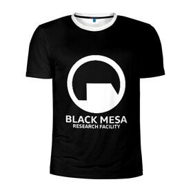 Мужская футболка 3D спортивная с принтом BLACK MESA в Санкт-Петербурге, 100% полиэстер с улучшенными характеристиками | приталенный силуэт, круглая горловина, широкие плечи, сужается к линии бедра | Тематика изображения на принте: aperture laboratorie | black mesa | gordon freeman | half life | half life 3 | valve | блэк меса | вэлв | гордон фриман | халф лайф