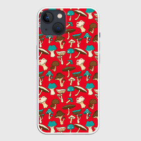 Чехол для iPhone 13 с принтом Грибы в Санкт-Петербурге,  |  | art | beautiful | drawing | mushrooms | poisonous | pop art | toadstools | грибы | искусство | красивые | мухоморы | поганки | поп   арт | рисунок | ядовитые