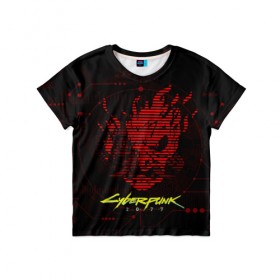 Детская футболка 3D с принтом CYBERPUNK 2077 - Самурай в Санкт-Петербурге, 100% гипоаллергенный полиэфир | прямой крой, круглый вырез горловины, длина до линии бедер, чуть спущенное плечо, ткань немного тянется | 2077 | cyber | cyberpunk | demon | glitch | keanu | logo | punk | reeves | samurai | symbol | team | trauma | глитч | демон | киану | кибер | киберпанк | клан | лого | логотип | огонь | панк | ривз | самурай | символ