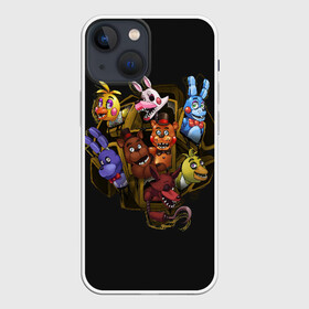 Чехол для iPhone 13 mini с принтом Five Nights at Freddy в Санкт-Петербурге,  |  | 4 | animation | bonnie | chica | fnaf | foxy | freddy | funny | horror | pizza | scary | sfm | бонни | майк | ночей | пять | ужас | фокси | фредди | чика | шмидт