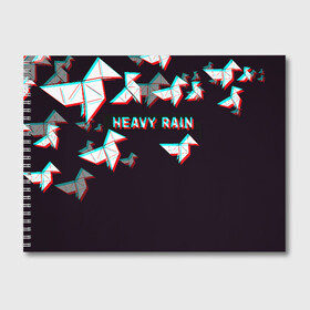 Альбом для рисования с принтом Heavy Rain (Glitch) в Санкт-Петербурге, 100% бумага
 | матовая бумага, плотность 200 мг. | Тематика изображения на принте: 3d | game | glitch | heavy rain | геометрия | глитч | игра | надпись | оригами | хеви рейн