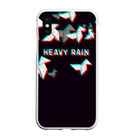 Чехол для iPhone XS Max матовый с принтом Heavy Rain (Glitch) в Санкт-Петербурге, Силикон | Область печати: задняя сторона чехла, без боковых панелей | 3d | game | glitch | heavy rain | геометрия | глитч | игра | надпись | оригами | хеви рейн