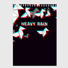Скетчбук с принтом Heavy Rain (Glitch) в Санкт-Петербурге, 100% бумага
 | 48 листов, плотность листов — 100 г/м2, плотность картонной обложки — 250 г/м2. Листы скреплены сверху удобной пружинной спиралью | Тематика изображения на принте: 3d | game | glitch | heavy rain | геометрия | глитч | игра | надпись | оригами | хеви рейн