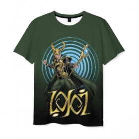 Мужская футболка 3D с принтом Loki в Санкт-Петербурге, 100% полиэфир | прямой крой, круглый вырез горловины, длина до линии бедер | Тематика изображения на принте: agent of asgard | comics | laufeyson | loki | marvel | odinson | локи