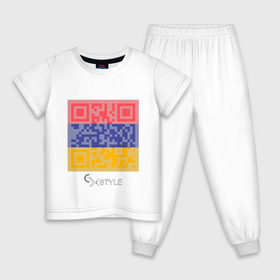Детская пижама хлопок с принтом QR-Armenia в Санкт-Петербурге, 100% хлопок |  брюки и футболка прямого кроя, без карманов, на брюках мягкая резинка на поясе и по низу штанин
 | cxstyle | qr | армения | код | символ | страна | флаг