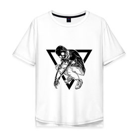 Мужская футболка хлопок Oversize с принтом Triangle Skull в Санкт-Петербурге, 100% хлопок | свободный крой, круглый ворот, “спинка” длиннее передней части | bone | bones | кости | треугольник | череп