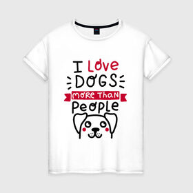 Женская футболка хлопок с принтом Любитель Собак в Санкт-Петербурге, 100% хлопок | прямой крой, круглый вырез горловины, длина до линии бедер, слегка спущенное плечо | dog | lover | любовь | пес | псы | собакен | собаки | собек