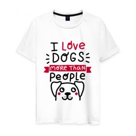 Мужская футболка хлопок с принтом Любитель Собак в Санкт-Петербурге, 100% хлопок | прямой крой, круглый вырез горловины, длина до линии бедер, слегка спущенное плечо. | dog | lover | любовь | пес | псы | собакен | собаки | собек
