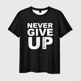 Мужская футболка 3D с принтом NEVER GIVE UP САЛАХ в Санкт-Петербурге, 100% полиэфир | прямой крой, круглый вырез горловины, длина до линии бедер | liverpool | never give up | salah | ливерпуль | салах