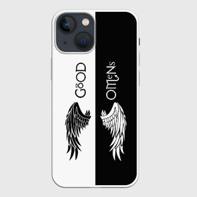 Чехол для iPhone 13 mini с принтом GOOD OMENS в Санкт-Петербурге,  |  | evil | good | good omens | азирафель. | ангел кроули | благие намерения сериал | гуд оменс | демон | дэвид теннант | майкл шин