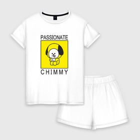 Женская пижама с шортиками хлопок с принтом PASSIONATE CHIMMY [BTS] в Санкт-Петербурге, 100% хлопок | футболка прямого кроя, шорты свободные с широкой мягкой резинкой | bangtan | bighit | boy | chimmy | fake love | j hope | jimin | jin | jungkook | korea | kpop | live | luv | mic drop | rm | suga | v | with | бтс | кей | поп