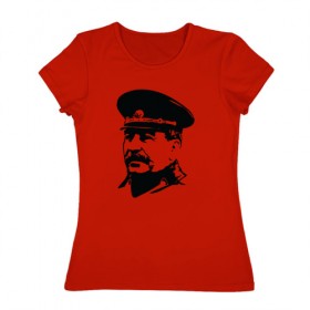 Женская футболка хлопок с принтом Сталин в Санкт-Петербурге, 100% хлопок | прямой крой, круглый вырез горловины, длина до линии бедер, слегка спущенное плечо | stalin | ussr | иосиф сталин | коммунизм | комунизм | ссср | сталин