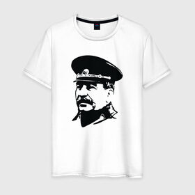 Мужская футболка хлопок с принтом Сталин в Санкт-Петербурге, 100% хлопок | прямой крой, круглый вырез горловины, длина до линии бедер, слегка спущенное плечо. | stalin | ussr | иосиф сталин | коммунизм | комунизм | ссср | сталин