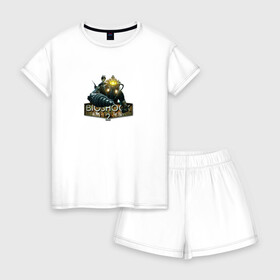 Женская пижама с шортиками хлопок с принтом BIOSHOCK 2 в Санкт-Петербурге, 100% хлопок | футболка прямого кроя, шорты свободные с широкой мягкой резинкой | bioshock | bioshock infinite | биошок | букер | элизабет