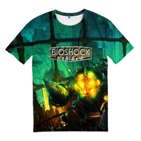 Мужская футболка 3D с принтом BIOSHOCK в Санкт-Петербурге, 100% полиэфир | прямой крой, круглый вырез горловины, длина до линии бедер | bioshock | bioshock infinite | биошок | букер | элизабет