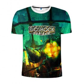 Мужская футболка 3D спортивная с принтом BIOSHOCK в Санкт-Петербурге, 100% полиэстер с улучшенными характеристиками | приталенный силуэт, круглая горловина, широкие плечи, сужается к линии бедра | bioshock | bioshock infinite | биошок | букер | элизабет