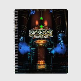 Тетрадь с принтом BIOSHOCK в Санкт-Петербурге, 100% бумага | 48 листов, плотность листов — 60 г/м2, плотность картонной обложки — 250 г/м2. Листы скреплены сбоку удобной пружинной спиралью. Уголки страниц и обложки скругленные. Цвет линий — светло-серый
 | bioshock | bioshock infinite | биошок | букер | элизабет