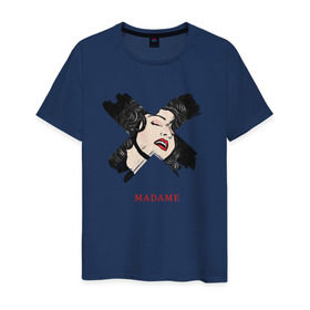 Мужская футболка хлопок с принтом X Madame в Санкт-Петербурге, 100% хлопок | прямой крой, круглый вырез горловины, длина до линии бедер, слегка спущенное плечо. | madamex | madonna | newalbom | мадонна | певица
