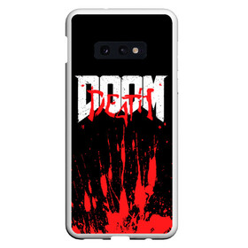 Чехол для Samsung S10E с принтом DOOM Bloody в Санкт-Петербурге, Силикон | Область печати: задняя сторона чехла, без боковых панелей | Тематика изображения на принте: 2019 | bethesda | demon | doom | eternal | ethernal | game | games | logo | monster | runes | демон | дум | дуум | етернал | игра | игры | какодемон | кровь | лого | логотип | монстр | монстры | руны | символ | этернал