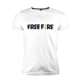 Мужская футболка премиум с принтом Free Fire в Санкт-Петербурге, 92% хлопок, 8% лайкра | приталенный силуэт, круглый вырез ворота, длина до линии бедра, короткий рукав | battlegrounds | fire | free | garena | гарена | фаер | фри