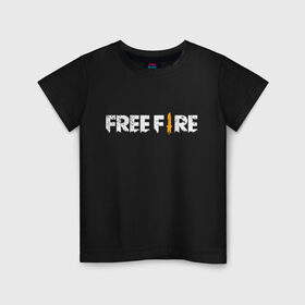 Детская футболка хлопок с принтом Garena Free Fire в Санкт-Петербурге, 100% хлопок | круглый вырез горловины, полуприлегающий силуэт, длина до линии бедер | Тематика изображения на принте: battlegrounds | fire | free | garena | гарена | фаер | фри