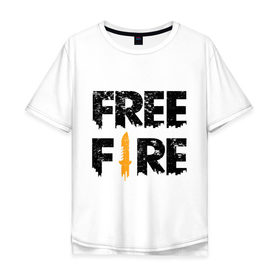 Мужская футболка хлопок Oversize с принтом Free Fire logo в Санкт-Петербурге, 100% хлопок | свободный крой, круглый ворот, “спинка” длиннее передней части | battlegrounds | fire | free | garena | гарена | фаер | фри