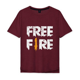 Мужская футболка хлопок Oversize с принтом Free Fire logo в Санкт-Петербурге, 100% хлопок | свободный крой, круглый ворот, “спинка” длиннее передней части | battlegrounds | fire | free | garena | гарена | фаер | фри