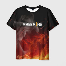 Мужская футболка 3D с принтом GARENA FREE FIRE в Санкт-Петербурге, 100% полиэфир | прямой крой, круглый вырез горловины, длина до линии бедер | Тематика изображения на принте: free fire | garena free fire | гарена 3 | гарена фри | гарена фри фаер | гарено. | игра garena