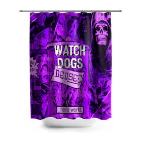 Штора 3D для ванной с принтом WATCH DOGS в Санкт-Петербурге, 100% полиэстер | плотность материала — 100 г/м2. Стандартный размер — 146 см х 180 см. По верхнему краю — пластиковые люверсы для креплений. В комплекте 10 пластиковых колец | ded sec | hacker | legion | watch dogs | watch dogs 2 | watch dogs legion | легион | хакер