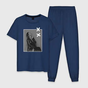 Мужская пижама хлопок с принтом Грустный дэнс в Санкт-Петербурге, 100% хлопок | брюки и футболка прямого кроя, без карманов, на брюках мягкая резинка на поясе и по низу штанин
 | Тематика изображения на принте: 7 | astiartik | грустныйдэнс | невероятно | неделимы | подгипнозом