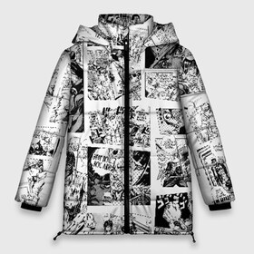 Женская зимняя куртка 3D с принтом JoJo no Kimyou na Bouken в Санкт-Петербурге, верх — 100% полиэстер; подкладка — 100% полиэстер; утеплитель — 100% полиэстер | длина ниже бедра, силуэт Оверсайз. Есть воротник-стойка, отстегивающийся капюшон и ветрозащитная планка. 

Боковые карманы с листочкой на кнопках и внутренний карман на молнии | bizarre adventure | jojo | аниме | джоджо | золотойветер | манго